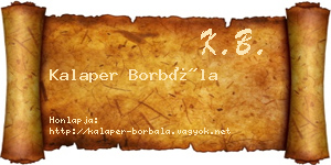Kalaper Borbála névjegykártya